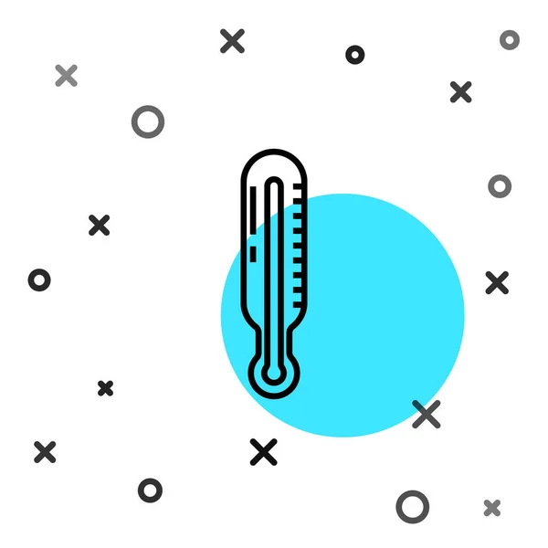 Zwarte Lijn Meteorologie Thermometer Meten Pictogram Geïsoleerd Witte Achtergrond Thermometer — Stockvector