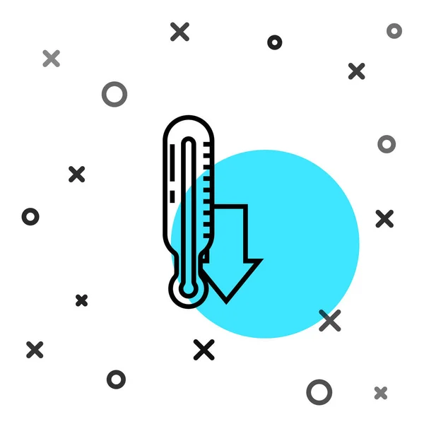 Línea Negra Termómetro Meteorología Icono Medición Aislado Sobre Fondo Blanco — Vector de stock