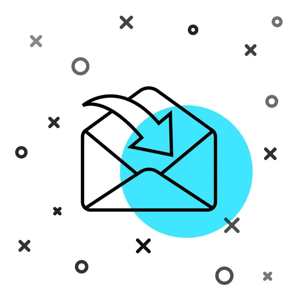 黒の線白の背景に隔離されたエンベロープアイコン 受信したメッセージのコンセプト 新しい 電子メール受信メッセージ Sms 郵便配達サービス ランダムな動的形状 ベクターイラスト — ストックベクタ