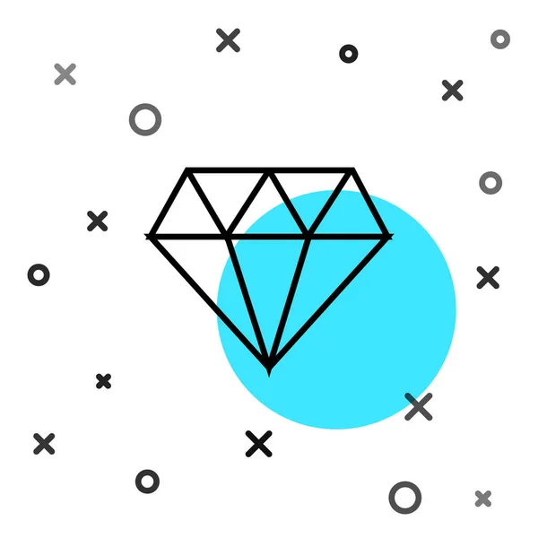 Schwarze Linie Diamant Symbol Isoliert Auf Weißem Hintergrund Schmuck Symbol — Stockvektor