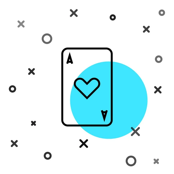Linha Preta Cartão Jogar Com Ícone Símbolo Coração Isolado Fundo — Vetor de Stock