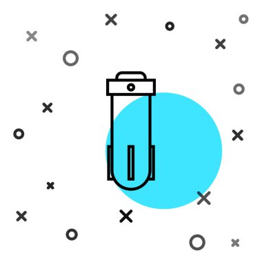 Siyah çizgi su filtresi simgesi beyaz arkaplanda izole edildi. Su filtreleme sistemi. Ters osmoz sistemi. Rastgele dinamik şekiller. Vektör İllüstrasyonu