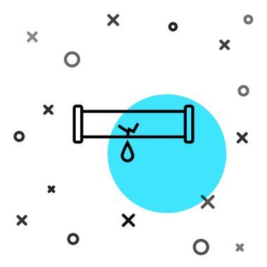Beyaz arka planda sızıntı yapan siyah çizgili kırık metal boru. Rastgele dinamik şekiller. Vektör İllüstrasyonu
