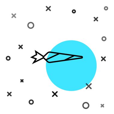 Siyah çizgi marihuana esrarı, beyaz arka planda izole edilmiş sigara ikonu. Uyuşturuculu sigara, esrar sarılmış sigara. Rastgele dinamik şekiller. Vektör İllüstrasyonu