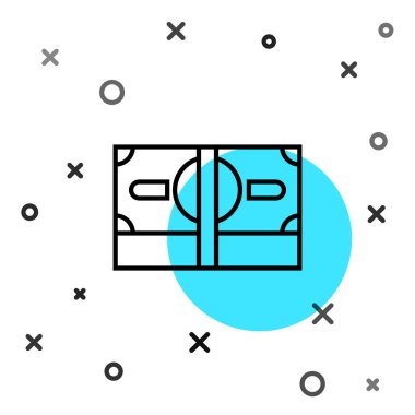 Siyah çizgi kağıt para yığını beyaz arka planda izole nakit ikonu. Para desteleri. Para birimi. Rastgele dinamik şekiller. Vektör İllüstrasyonu