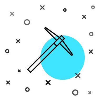 Siyah çizgili Kazma simgesi beyaz arkaplanda izole edildi. Rastgele dinamik şekiller. Vektör İllüstrasyonu