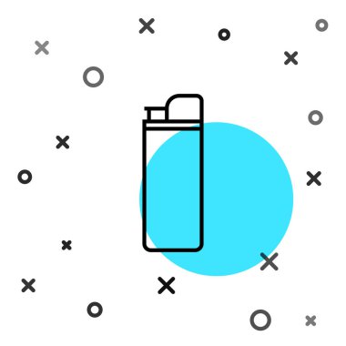 Beyaz arkaplanda siyah çizgi aydınlatma simgesi izole edildi. Rastgele dinamik şekiller. Vektör İllüstrasyonu