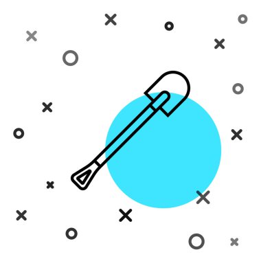 Siyah çizgi Ateş küreği simgesi beyaz arkaplanda izole edildi. Yangın koruma ekipmanları. İtfaiyeciler için ekipman. Rastgele dinamik şekiller. Vektör İllüstrasyonu