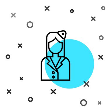 Siyah çizgi hostes simgesi beyaz arkaplanda izole edildi. Rastgele dinamik şekiller. Vektör İllüstrasyonu