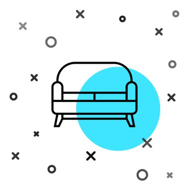 Siyah çizgi kanepe simgesi beyaz arkaplanda izole edildi. Rastgele dinamik şekiller. Vektör İllüstrasyonu