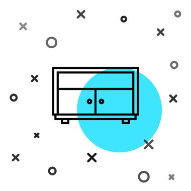 Siyah çizgili çekmece simgesi beyaz arkaplanda izole edildi. Rastgele dinamik şekiller. Vektör İllüstrasyonu