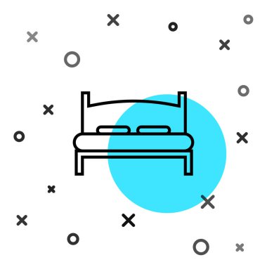 Siyah çizgi. Beyaz arka planda iki ya da bir kişi için büyük yatak. Rastgele dinamik şekiller. Vektör İllüstrasyonu