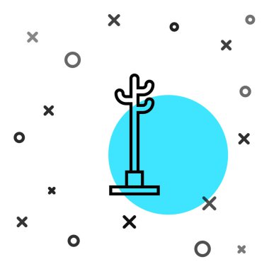 Siyah çizgi kürk standı simgesi beyaz arkaplanda izole edildi. Rastgele dinamik şekiller. Vektör İllüstrasyonu