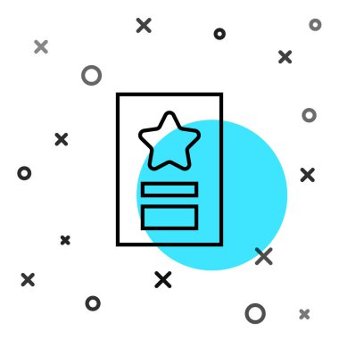 Siyah çizgi tebrik kartı simgesi beyaz arkaplanda izole edildi. Kutlama için davetiye ya da tebrik kartı şablonu. Rastgele dinamik şekiller. Vektör İllüstrasyonu