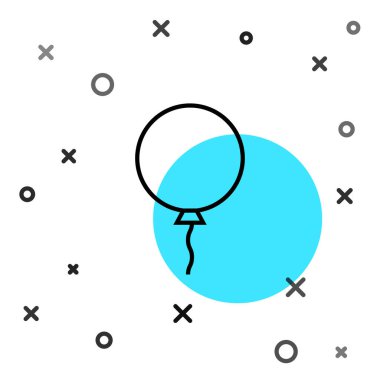 Beyaz zemin üzerinde şerit simgesi olan siyah çizgi Balon. Rastgele dinamik şekiller. Vektör İllüstrasyonu