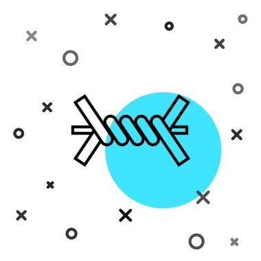 Siyah çizgi dikenli tel ikonu beyaz arkaplanda izole edildi. Rastgele dinamik şekiller. Vektör İllüstrasyonu