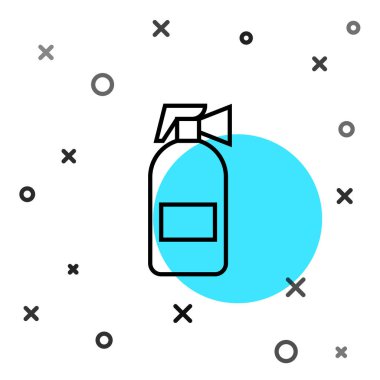 Beyaz arka planda siyah çizgi yangın söndürme ikonu izole edildi. Rastgele dinamik şekiller. Vektör İllüstrasyonu