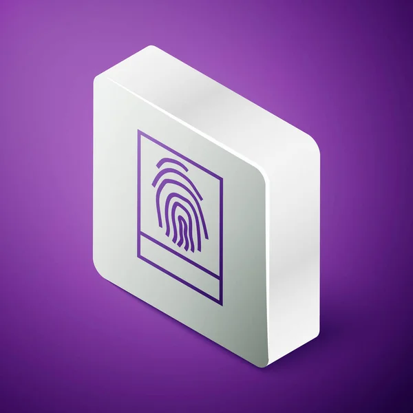 Icono Huella Digital Línea Isométrica Aislado Sobre Fondo Púrpura Icono — Archivo Imágenes Vectoriales