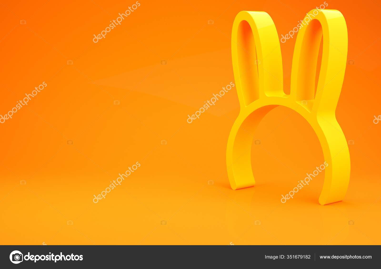 Yellow Mask With Long Bunny Ears Icon Isolated On Orange Background Minimalism Concept 3d Illustration 3d Render Stock Photo C Vectorstockvadim 351679182