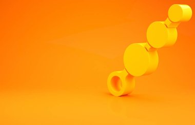 Sarı Anal boncuk ikonu turuncu arka planda izole edildi. Anal taşak işareti. Fetiş aksesuarı. Erkekler ve kadınlar için seks oyuncağı. Minimalizm kavramı. 3d illüstrasyon 3d canlandırma