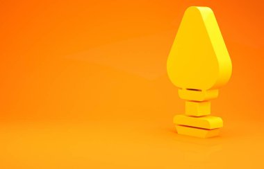 Sarı Anal tıkacı ikonu turuncu arka planda izole edildi. Kıç tıkacı işareti. Fetiş aksesuarı. Erkekler ve kadınlar için seks oyuncağı. Minimalizm kavramı. 3d illüstrasyon 3d canlandırma