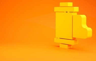 Sarı Kamera klasik film rulo kartuş ikonu turuncu arka planda izole edildi. 35 mm 'lik film kutusu. Film şeridi fotoğrafçı ekipmanı. Minimalizm kavramı. 3d illüstrasyon 3d canlandırma