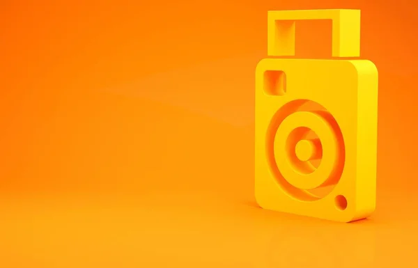 Gele fotocamera pictogram geïsoleerd op oranje achtergrond. Foto camera icoon. Minimalisme concept. 3d illustratie 3D renderen — Stockfoto