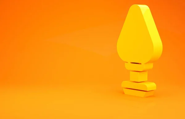 Yellow Anal plug icon isolated on orange background. Butt plug sign. Fetish accessory. Sex toy for men and woman. Minimalism concept. 3d illustration 3D render — Stock Photo, Image