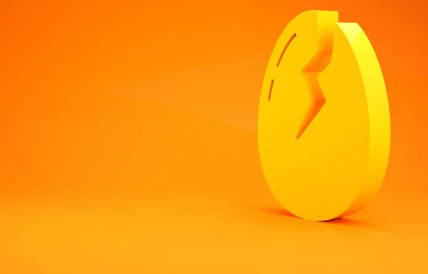 Ikona žlutého rozbitého vejce izolovaná na oranžovém pozadí. Veselé Velikonoce. Minimalismus. 3D ilustrace 3D vykreslení — Stock fotografie