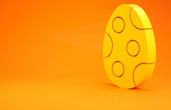 黄色的复活节彩蛋图标孤立在橙色背景上.复活节快乐最低纲领的概念。3d说明3d — 图库照片