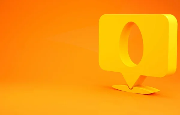 Žlutá bublina řeči s ikonou velikonočního vajíčka izolované na oranžovém pozadí. Veselé Velikonoce. Minimalismus. 3D ilustrace 3D vykreslení — Stock fotografie