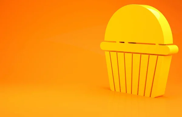 Ikon kue Paskah kuning diisolasi pada latar belakang oranye. Selamat Paskah. Konsep minimalisme. Tampilan 3D ilustrasi 3d — Stok Foto