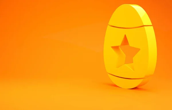 黄色的复活节彩蛋图标孤立在橙色背景上.复活节快乐最低纲领的概念。3d说明3d — 图库照片