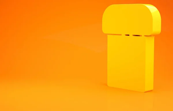 Sárga húsvéti torta ikon elszigetelt narancs alapon. Boldog Húsvétot! Minimalizmus koncepció. 3d illusztráció 3d render — Stock Fotó
