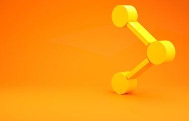 Sarı Paylaşım simgesi turuncu arkaplanda izole edildi. Paylaş, paylaş, iletişim piktogramı, sosyal medya, bağlantı, ağ. Minimalizm kavramı. 3d illüstrasyon 3B canlandırma