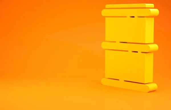 Gelbe Tonne Symbol isoliert auf orangefarbenem Hintergrund. Minimalismus-Konzept. 3D Illustration 3D Renderer — Stockfoto