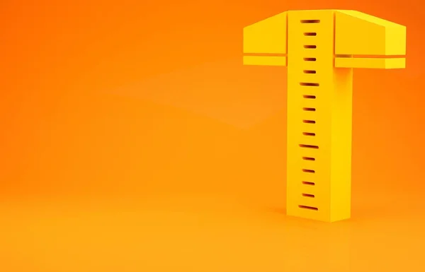 Línea T cuadrada amarilla para icono de dibujo profesional aislado sobre fondo naranja. Concepto minimalista. 3D ilustración 3D render —  Fotos de Stock