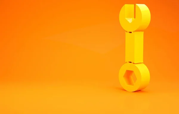 Clé jaune icône isolée sur fond orange. Concept de minimalisme. Illustration 3D rendu 3D — Photo