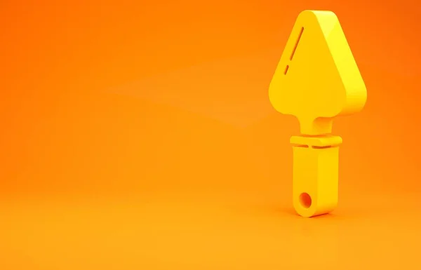 Ícone de espátula amarela isolado no fundo laranja. Conceito de minimalismo. 3D ilustração 3D render — Fotografia de Stock