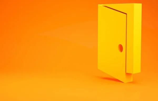 Sarı Kapalı Kapı simgesi turuncu arka planda izole edildi. Minimalizm kavramı. 3d illüstrasyon 3B canlandırma — Stok fotoğraf