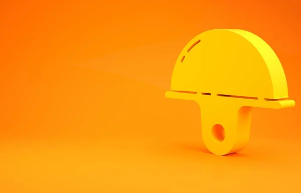 Icône de casque de sécurité jaune ouvrier isolé sur fond orange. Concept de minimalisme. Illustration 3D rendu 3D — Photo
