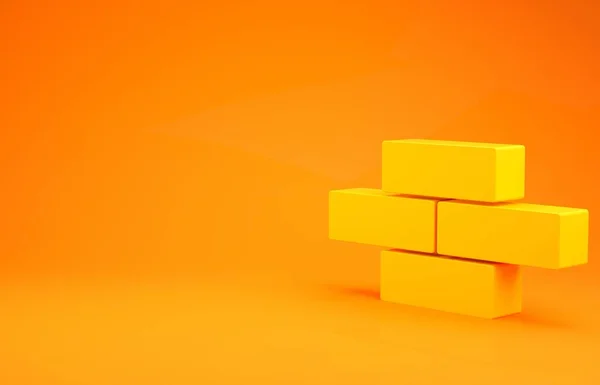 Icono de ladrillos amarillos aislado sobre fondo naranja. Concepto minimalista. 3D ilustración 3D render —  Fotos de Stock