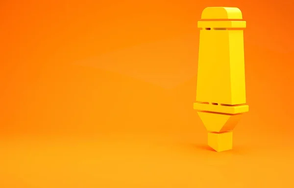 Желтый маркер пера значок изолирован на оранжевом фоне. Концепция минимализма. 3D-рендеринг — стоковое фото