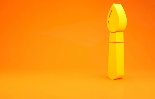 Icône pinceau jaune isolé sur fond orange. Concept de minimalisme. Illustration 3D rendu 3D — Photo