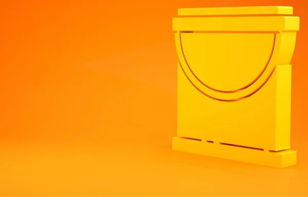 Ícone de balde de tinta amarela isolado no fundo laranja. Conceito de minimalismo. 3D ilustração 3D render — Fotografia de Stock