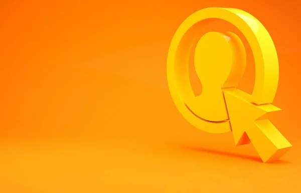 Geel Account aanmaken pictogram geïsoleerd op oranje achtergrond. Minimalisme concept. 3d illustratie 3D renderen — Stockfoto