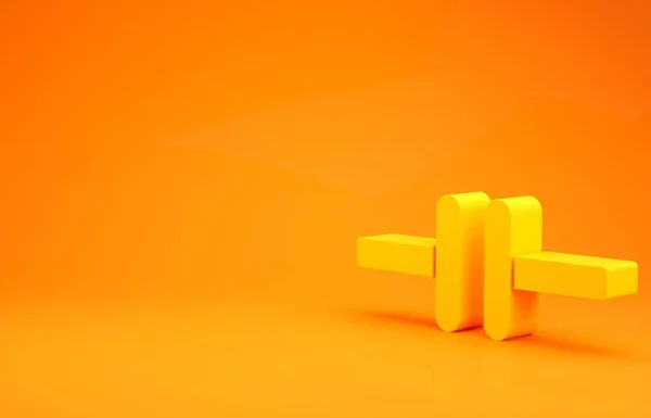 Geel elektrisch schema pictogram geïsoleerd op oranje achtergrond. Circuit board. Minimalisme concept. 3d illustratie 3D renderen — Stockfoto