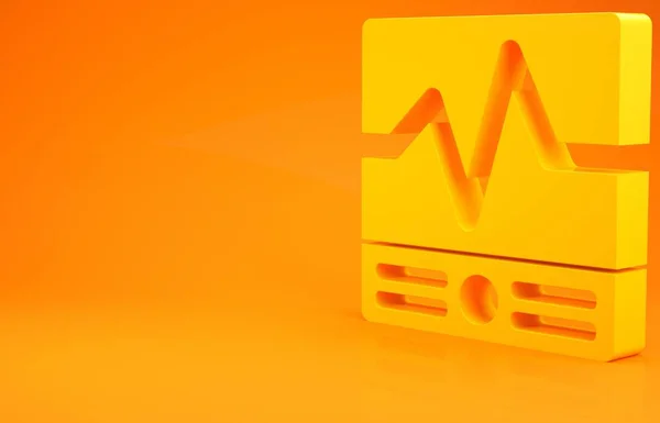 Yellow Electrical measuring instruments icon isolated on orange background. Analog devices. Electrical appliances. Minimalism concept. 3d illustration 3D render