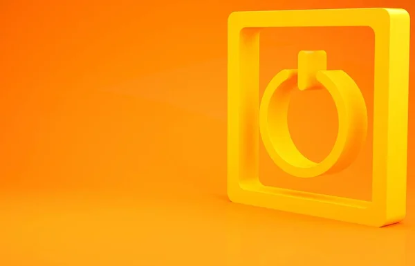 Ікона Жовтого електричного вимикача ізольована на помаранчевому фоні. На іконі та поза ним. Ознака зміни яскравості світла. Концепція енергозбереження. Концепція мінімалізму. 3D-рендеринг — стокове фото