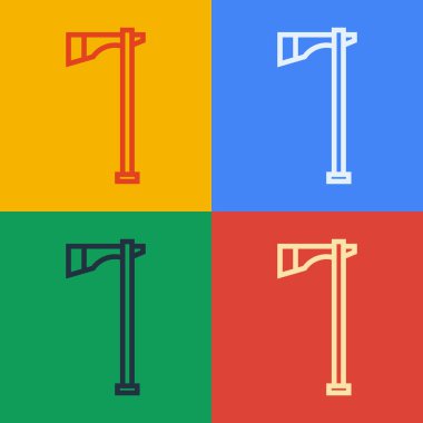 Pop sanat çizgisi Amerikan Tomahawk balta ikonu renk arkaplanda izole. Vektör İllüstrasyonu